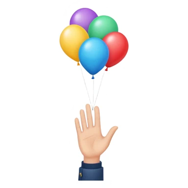 balloon flying upward from a hand sticker