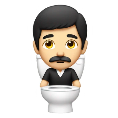 Guy with black hair and mustache sitting in toilet  sticker