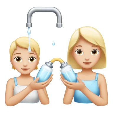 Deux mains sous un robinet avec des gouttes d'eau et du savon sticker