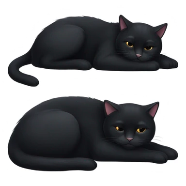 Sleepy black cat sticker