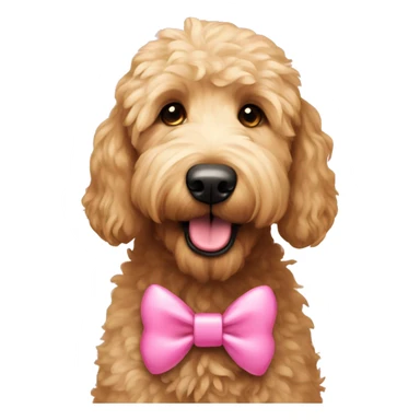 golden doodle with pink bow  sticker