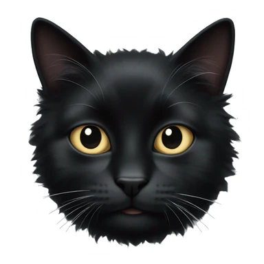 fluffy black cat with white spot on month sticker