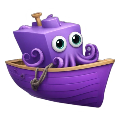 purple octopus crush boat sticker