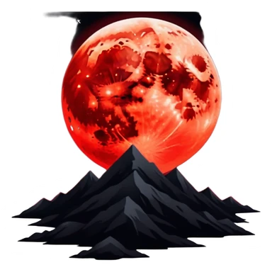 Edgy Black night sky with big Red vibrant neon-crimson-blood-moon Aesthetic Scenery full picture  sticker