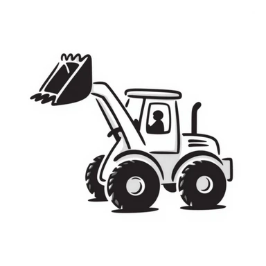 a digger construction vehicle, hand-drawn doodle style sticker