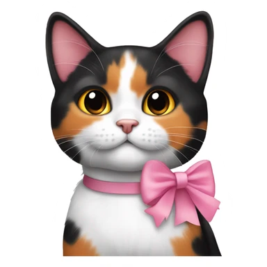 cute orange black calico cat with pink bow  sticker