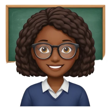 black girl emoji with glasses smiling in a classroom sticker