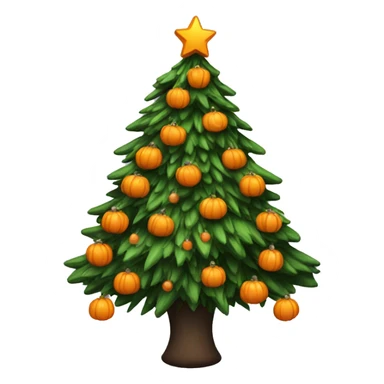A Christmas tree with Halloween themed decor sticker