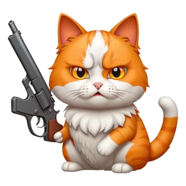 Upset cat with a gun sticker