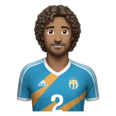 Man with slightly curly and medium-length hair, Marseille football shirt, no beard  sticker