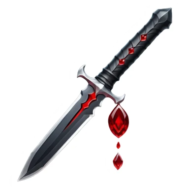 iOS emoji, dark fantasy dagger, obsidian blade, runes, blood drop, clean render, minimalism sticker