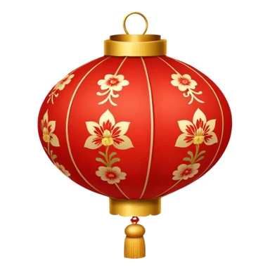 cute chinese red lantern with floral decoratons sticker