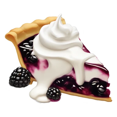 slice of blackberry pie with a dollop of whip cream, very emoji style sticker