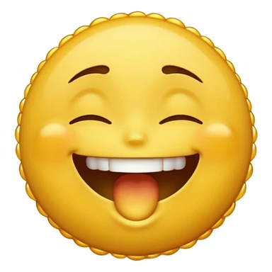 classic yellow emoji face, laughing but with exhaustion sticker