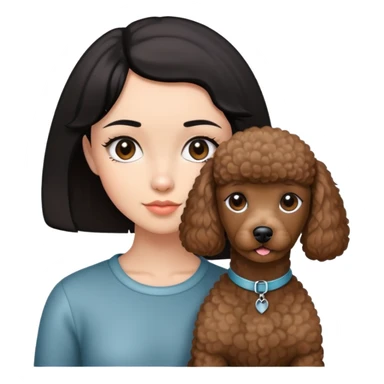 girl with short black  straig hair and a brown poodle sticker