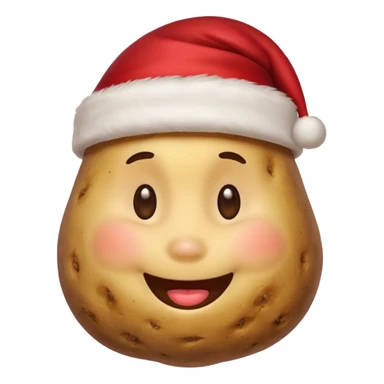 Potato with a smile face and a Santa Christmas hat on sticker