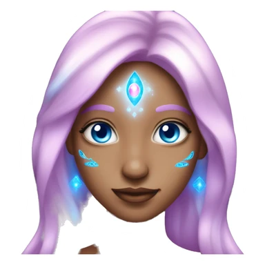 magical diva with pink andromedan skin long hair and blue eyes glowing third eye sticker