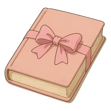 ghibli style light pink book with a pink bow sticker