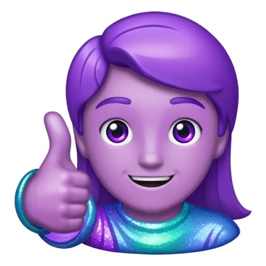 Glitter purple and cian thumbs up sticker