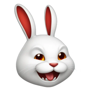evil white rabbit with sharp fangs with red around mouth sticker