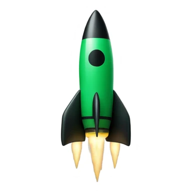 green and black rocket ship sticker