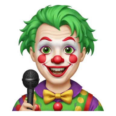 male, green haired, clown face painted, holding microphone, singing sticker