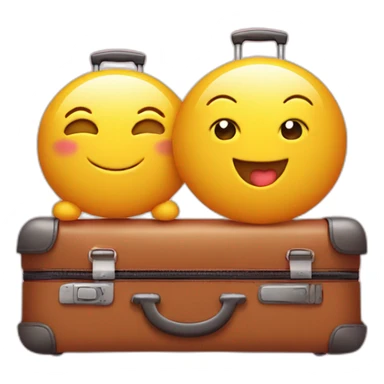 Two cute suitcases one small and one big smiling sticker