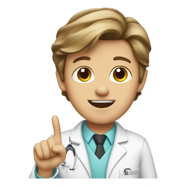 Dentist, white, brown hair, pointing sticker