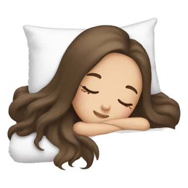 girl sleeping with long hair, brown hair, white skin sticker