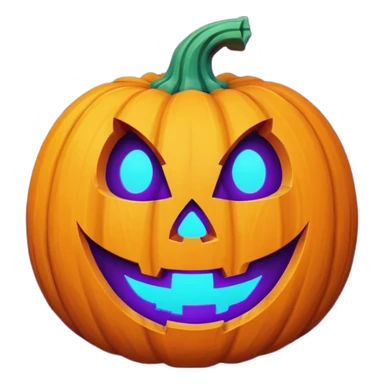 glowing jack-o'-lantern, only purple and cyan colors sticker