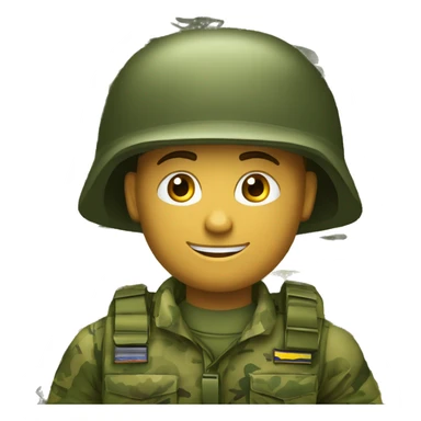 crie um emoji de um militar do exercito brasileiro com o camuflado típico sticker