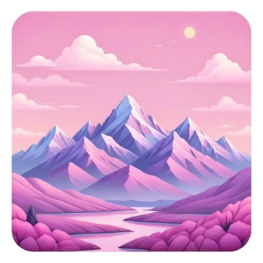 pink landscape with mountains and sky sticker
