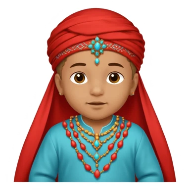  baby boy dressed in colorful ghalibiya with delicate decorations with a red Moracain tarbush  sticker