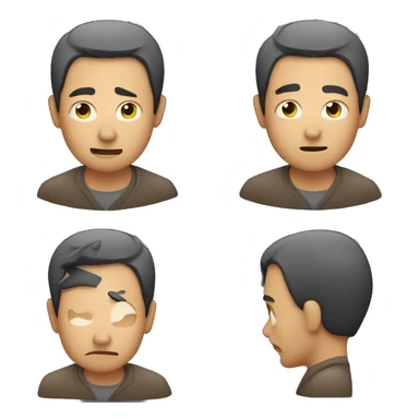 asian man thinking scratching chin sticker