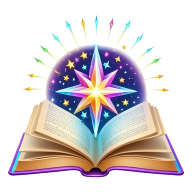 Bright colorful book with magical sparkles emanating from it sticker