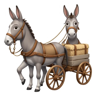 wagon with a donkey harnessed in front, classic farm scene sticker