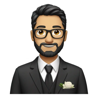 Groom with dark hair, beard and white skin and glasses sticker