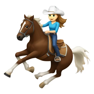Brown haired white girl barrel racing on horse sticker