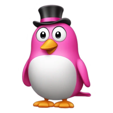 pink pingouin saluting sticker