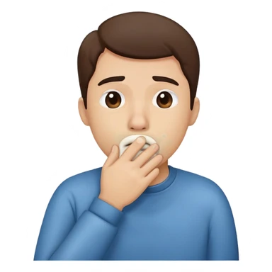 person covering their mouth with their hand while coughing, simple and expressive sticker