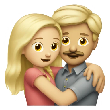 Blonde girl hugging guy with moustache  sticker