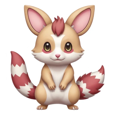 Cute adorable kawaii big-eyed anime-styled pastel Furret-Minccino-Zangoose-Buizel-hybrid-fusion, full body sticker