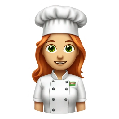 green eyesred haired female chef sticker