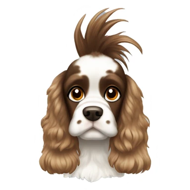 Mohawk Cocker spaniel with brown and white spots and a Mohawk  sticker