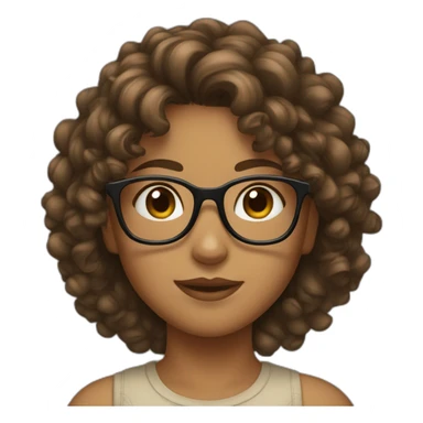 Girl with curly brown haïr and glasses sticker