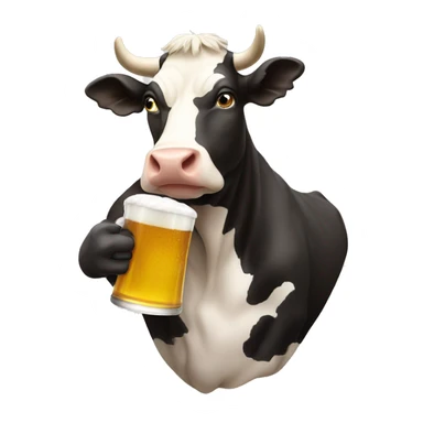 Cow drinking beer sticker