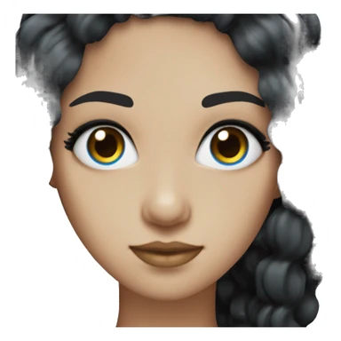 10inch black wig, with brown eyes and blue pupils and stud earrings sticker