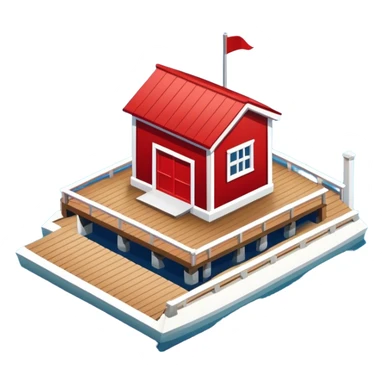 Red and white boathouse, isometric sticker
