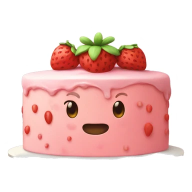 Strawberry cake with bow on the side sticker