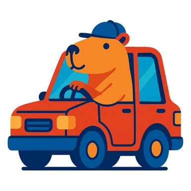 capybara driving a car sticker